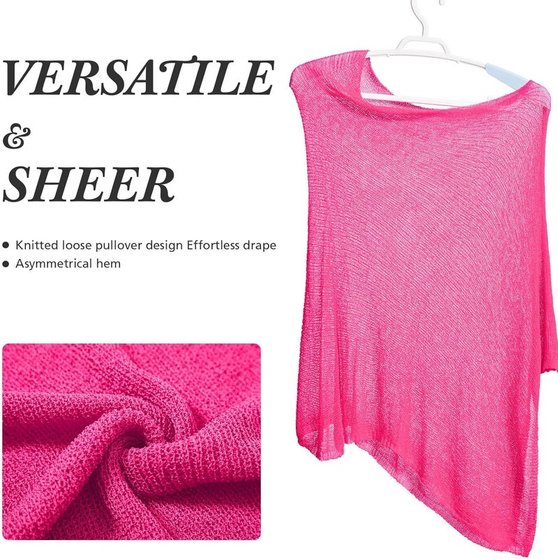 Jamntower 1 Pcs Women Sheer Poncho Shrug Summer Sheer Blouse Top Lightweight Poncho Sheer Bolero for Formal Evening Dress - Image 2